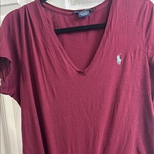 Polo by Ralph Lauren Women's Burgundy V-Neck Top